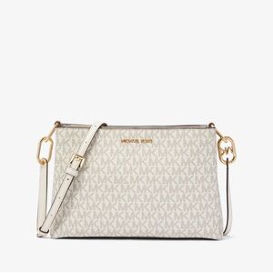 Michael Kors Trisha Medium Logo Crossbody Bag in Light Cream